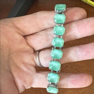 Vintage Elegant Silver and Green Bracelet from the 60s